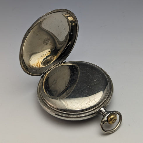 Around 1915 Antique Omega pocket watch silver plated open face works well